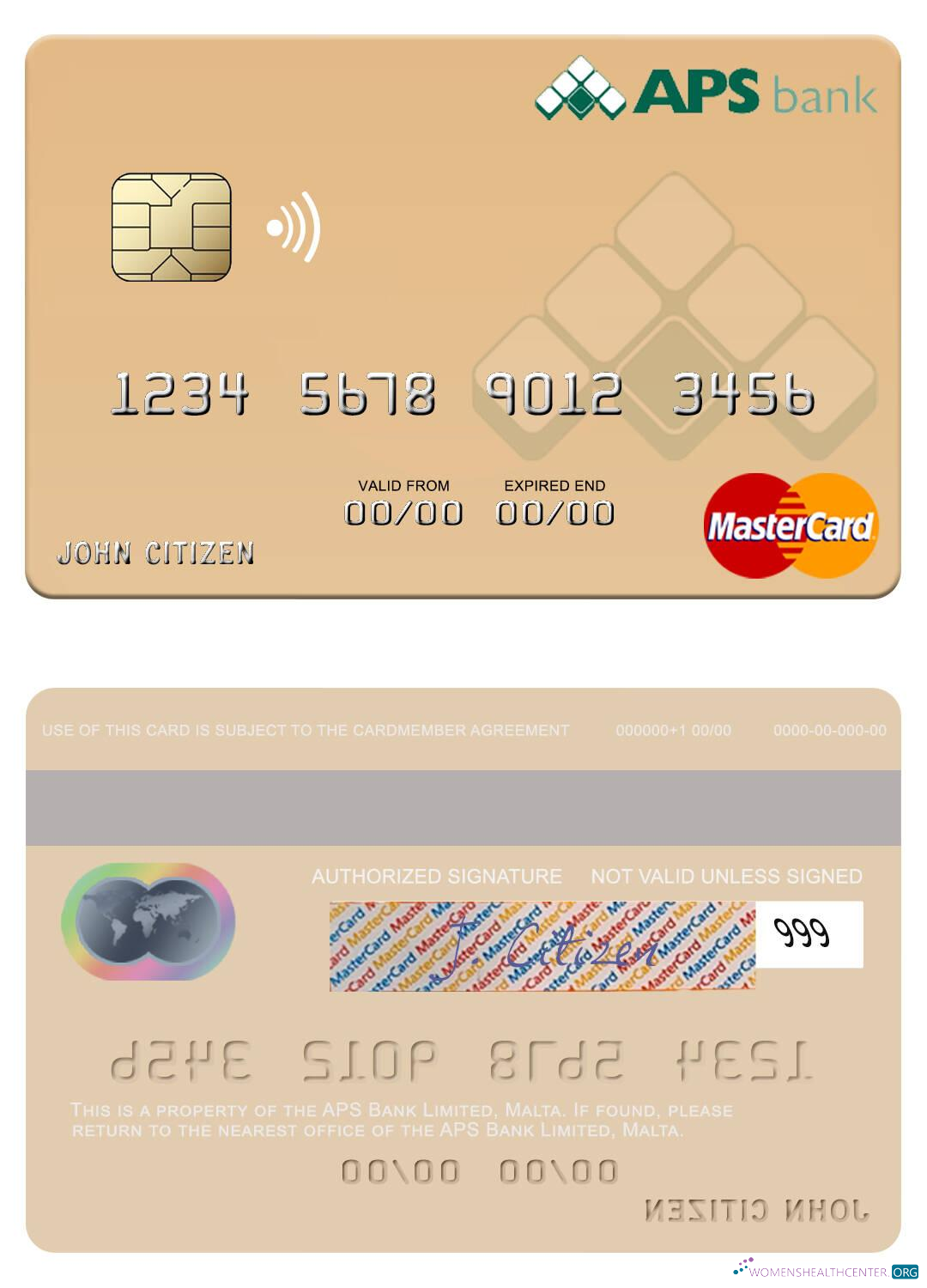 Download Malta APS Bank Limited mastercard Photoshop template